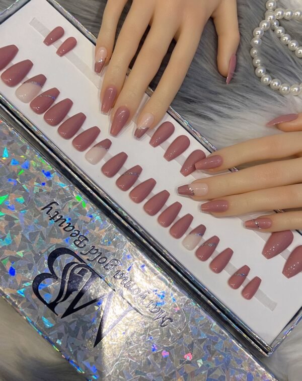 Brownish Purple & Light Pink with Silver Line