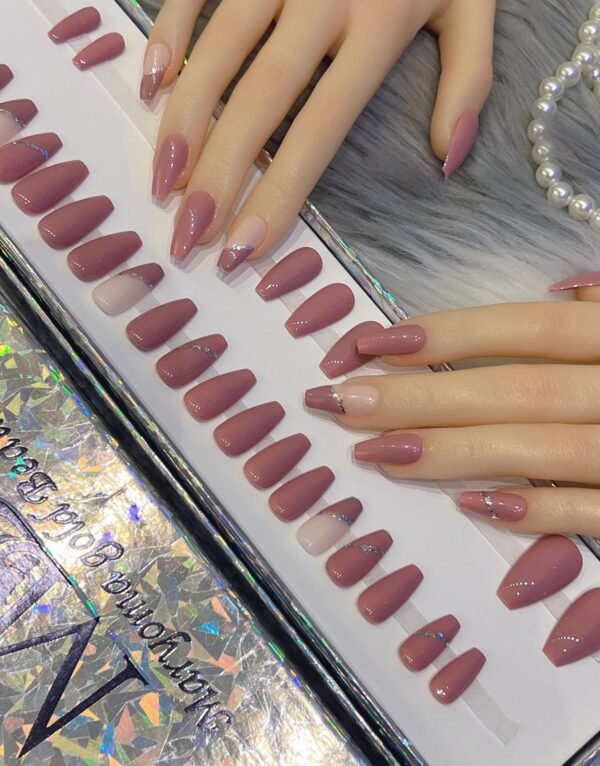 Brownish Purple & Light Pink with Silver Line