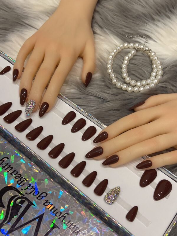 Dark Maroon & Colorful Nails