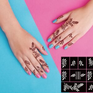 Finger stencils With Dark Maroon henna cone