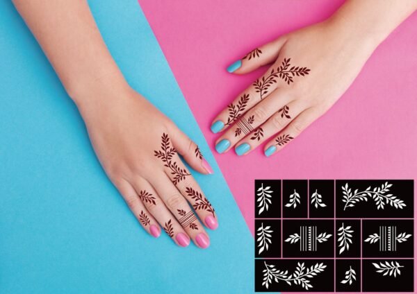 Finger stencils With Dark Maroon henna cone