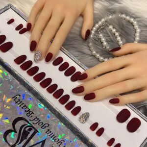 Dark Red & Colorful Nails