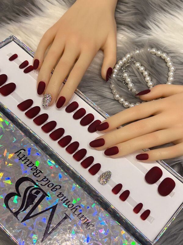 Dark Red & Colorful Nails