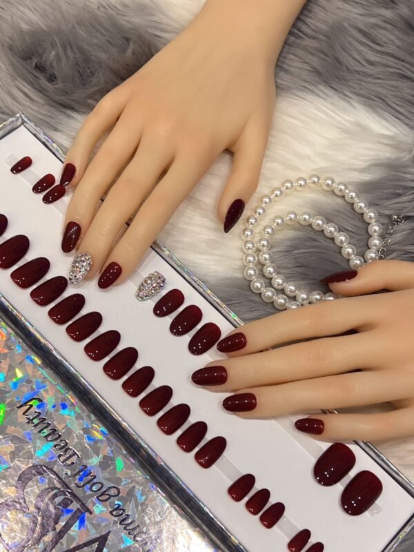 Dark Red & Colorful Nails