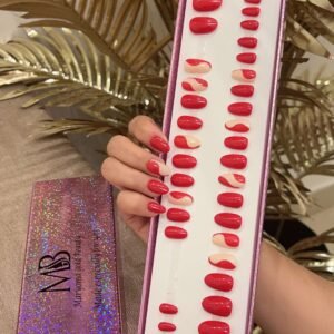oval red with nail art