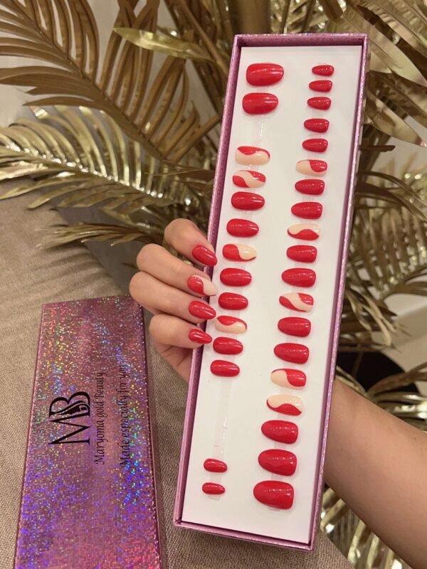 oval red with nail art