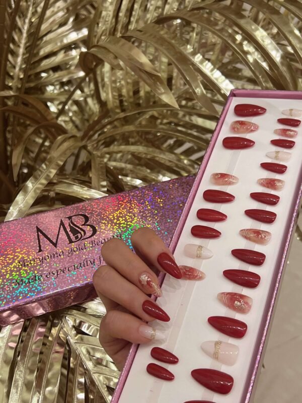 maroon sharp with red marble and white ombre