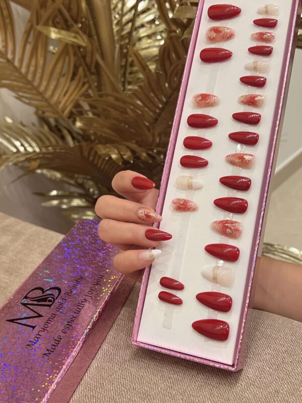 maroon sharp with red marble and white ombre
