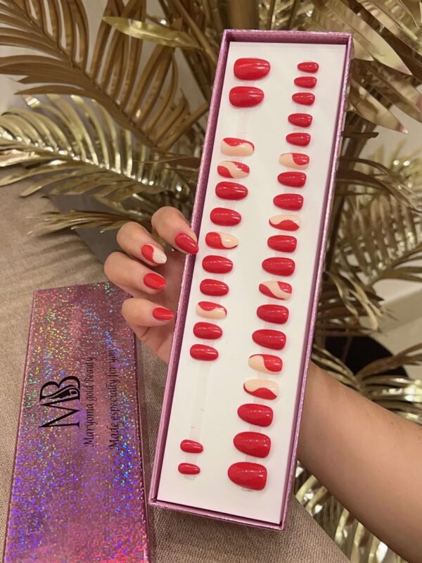 oval red with nail art