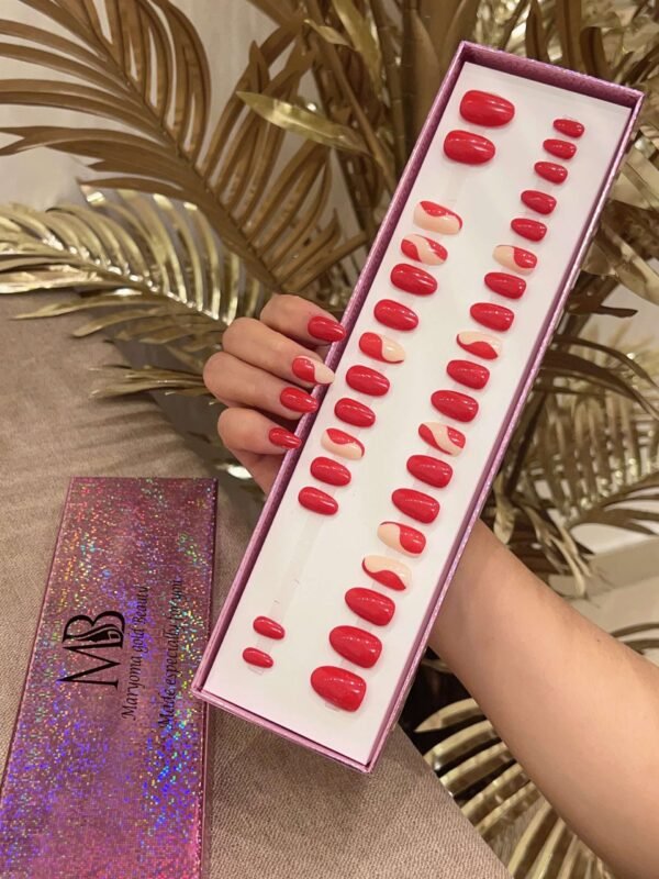 oval red with nail art