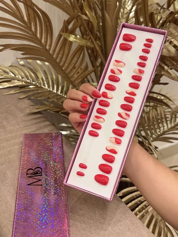 oval red with nail art