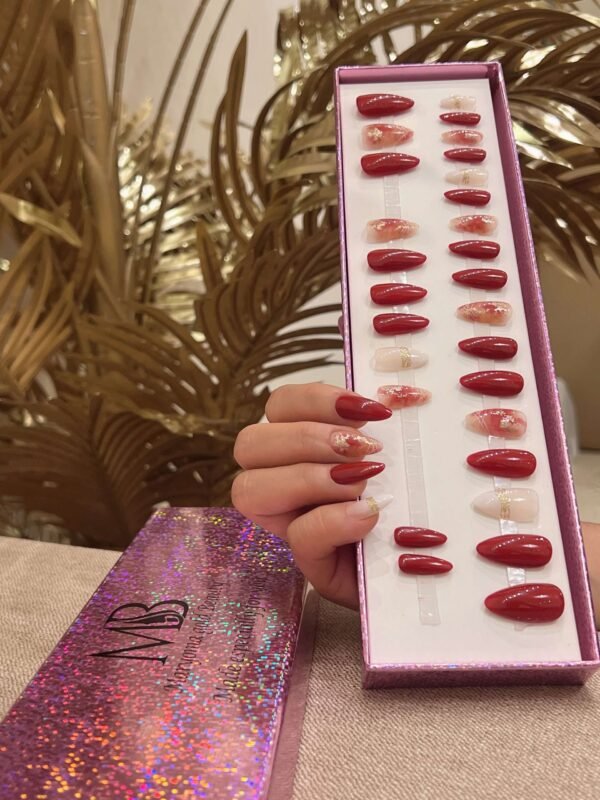 maroon sharp with red marble and white ombre