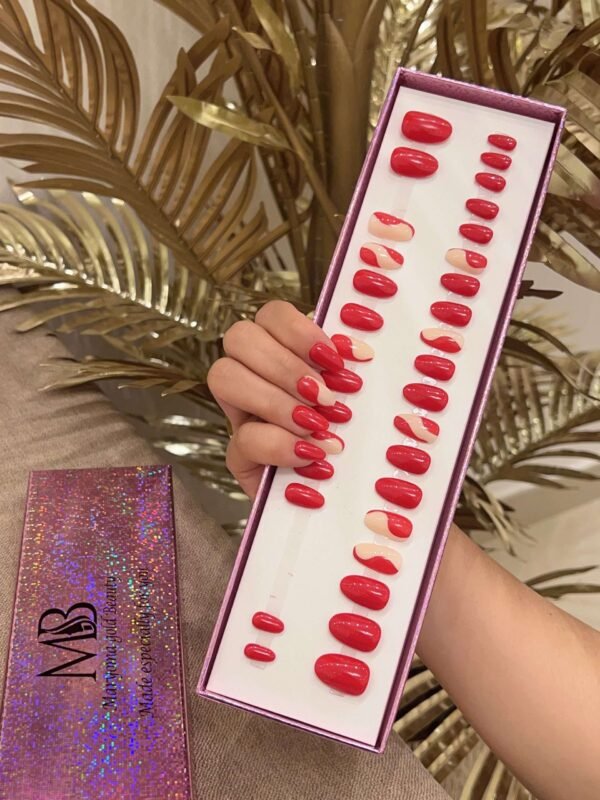 oval red with nail art