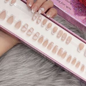 white French coffin with nail art