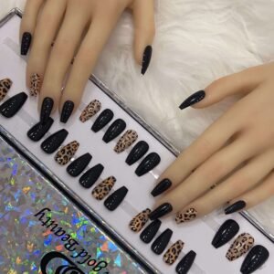 glossy black coffin with tiger design