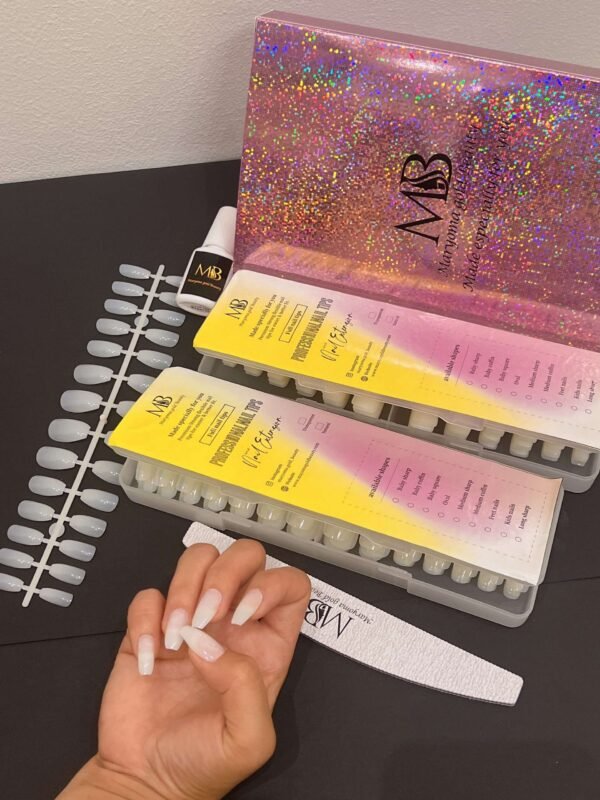 medium coffin natural color full nail tips (new)