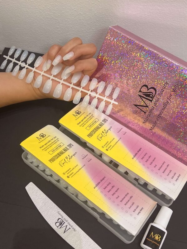 medium coffin natural color full nail tips (new)