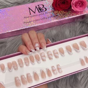 white French coffin with nail art