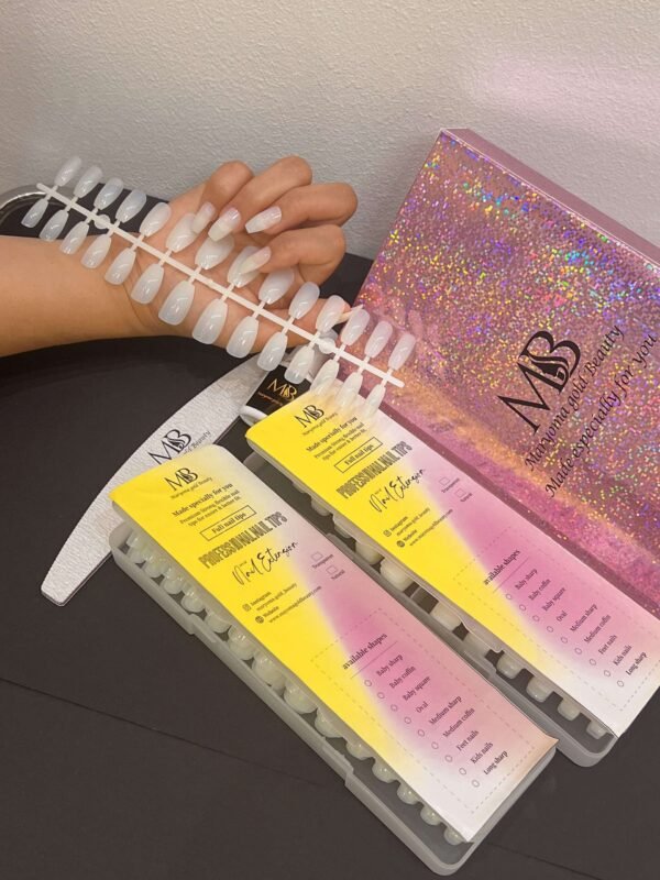 medium coffin natural color full nail tips (new)