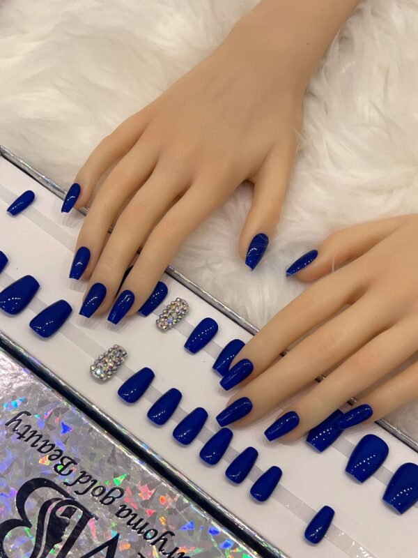dark blue coffin with crystal