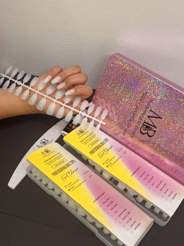 medium coffin natural color full nail tips (new)