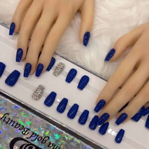 dark blue coffin with crystal