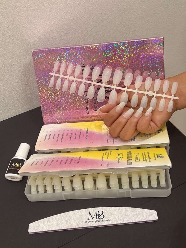 medium coffin natural color full nail tips (new)