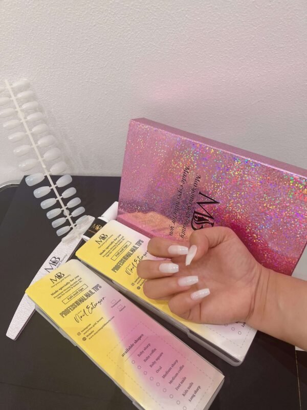 medium coffin natural color full nail tips (new)