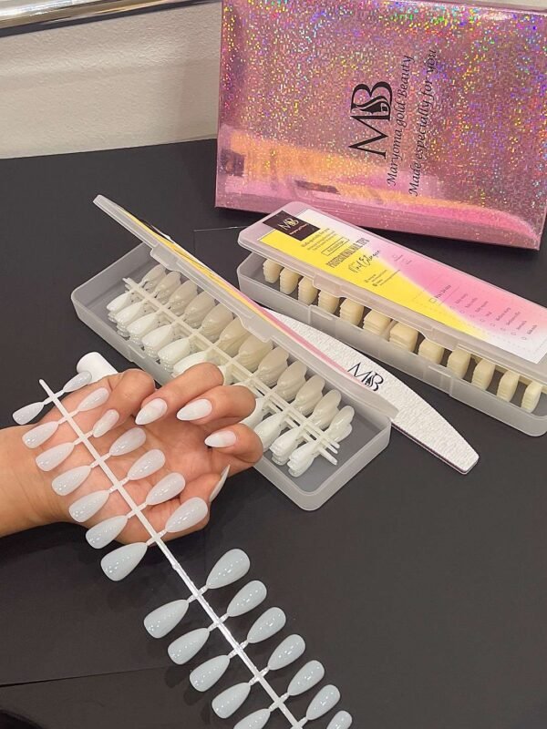 medium sharp natural color full nail tips (new)