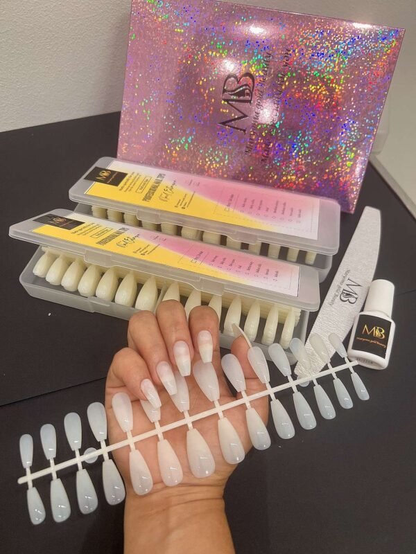 medium coffin natural color full nail tips (new)