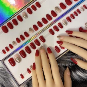 Dark Red with Pink Glitters