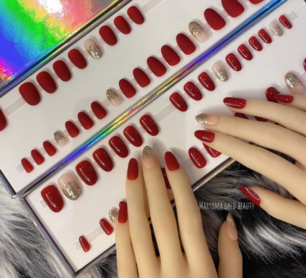 Dark Red with Pink Glitters