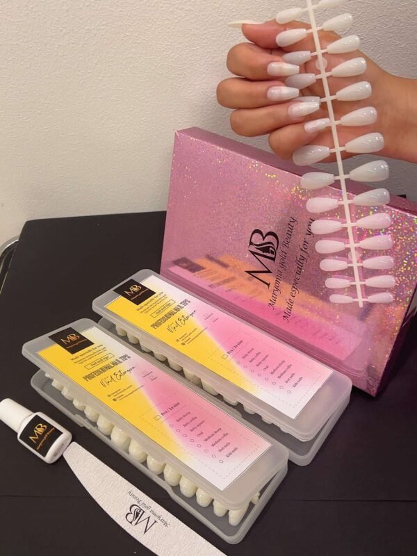 medium coffin natural color full nail tips (new)