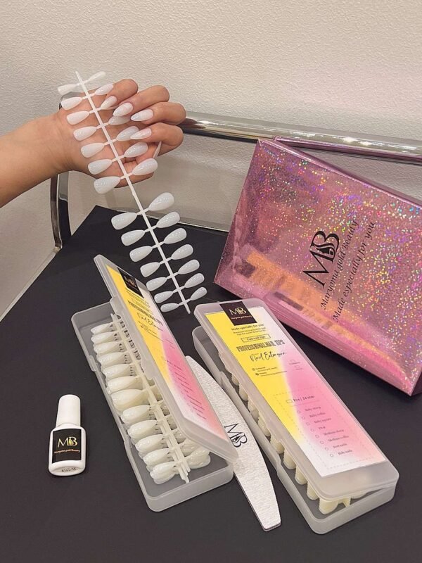 medium sharp natural color full nail tips (new)