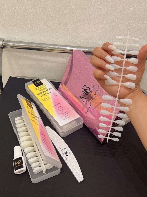 medium sharp natural color full nail tips (new)
