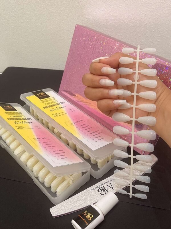 medium coffin natural color full nail tips (new)
