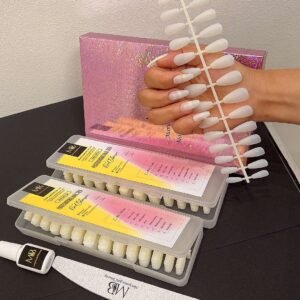 medium coffin natural color full nail tips (new)