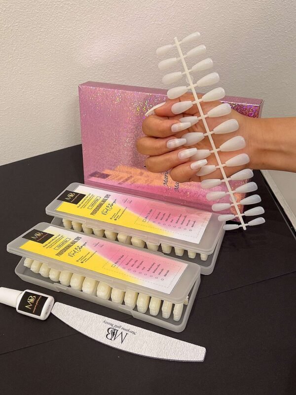 medium coffin natural color full nail tips (new)