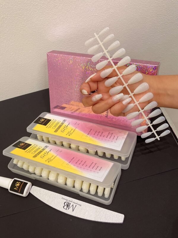 medium coffin natural color full nail tips (new)