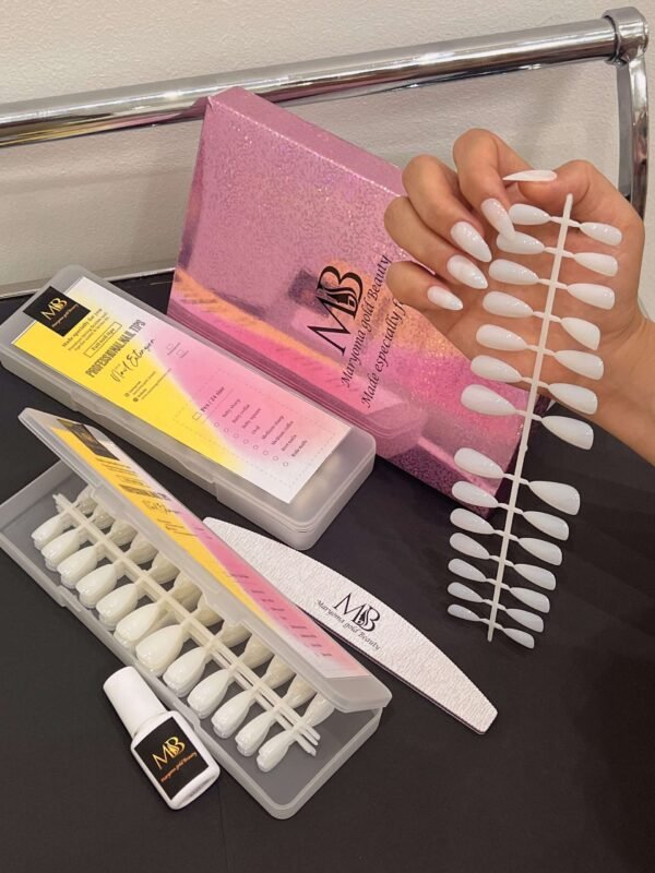 medium sharp natural color full nail tips (new)