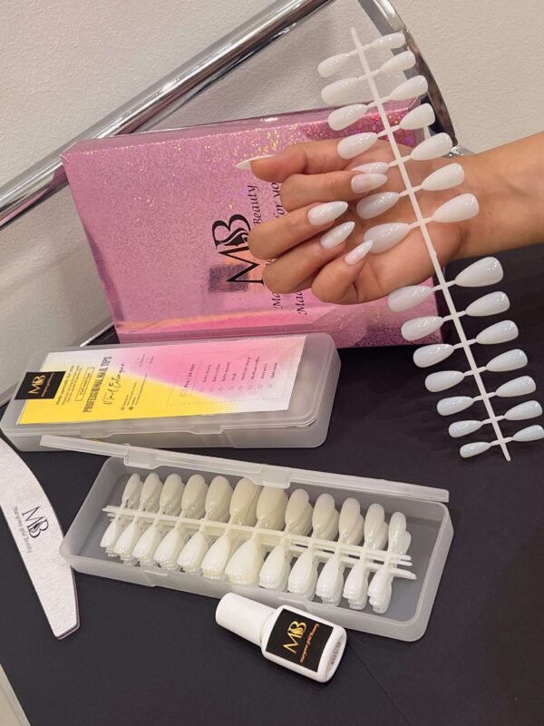 medium sharp natural color full nail tips (new)