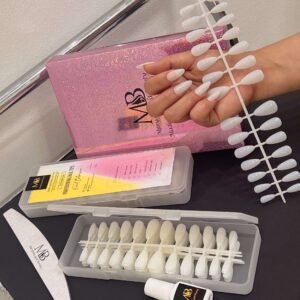 medium sharp natural color full nail tips (new)