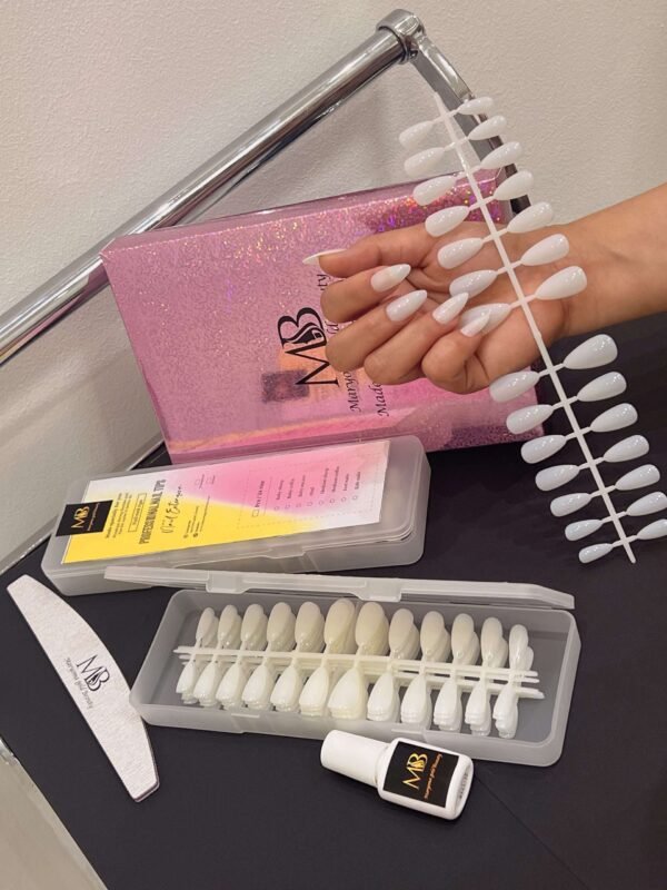 medium sharp natural color full nail tips (new)