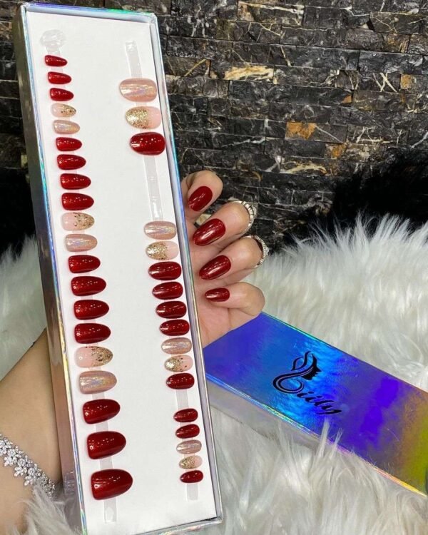 Dark Red with Pink Glitters