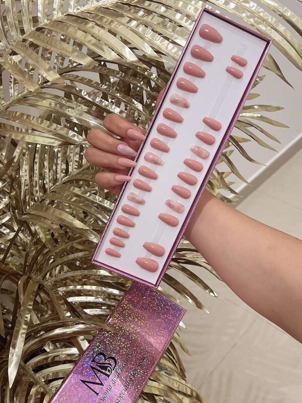light pink nude medium coffin with pink marble