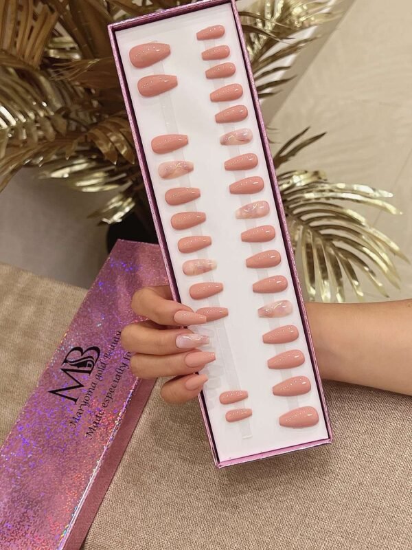 light pink nude medium coffin with pink marble