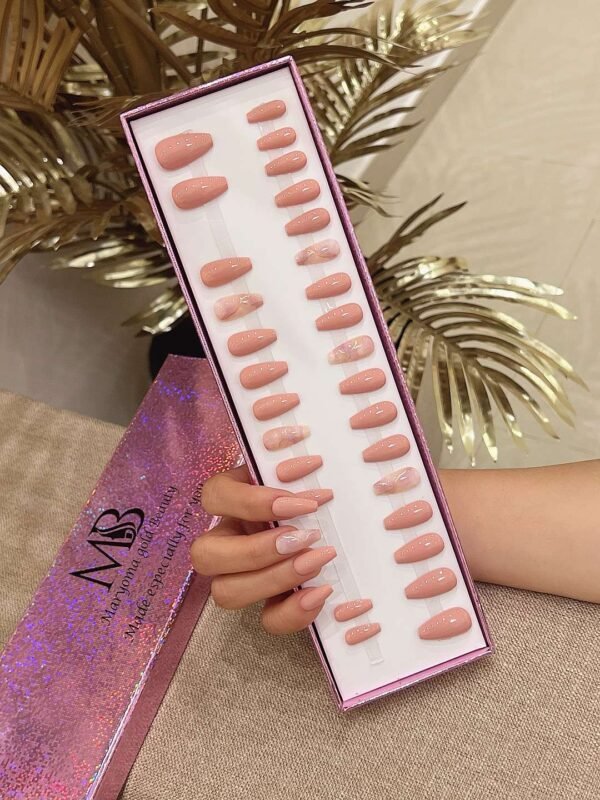 light pink nude medium coffin with pink marble