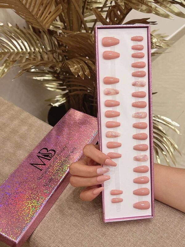 light pink nude medium coffin with pink marble