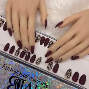 maroon matt shape with leaves design