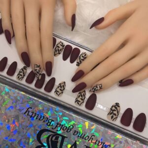 maroon matt shape with leaves design